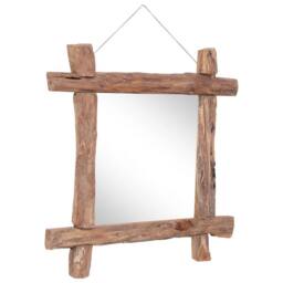 Berkfield Home Log Mirror Natural 70x70 cm Solid Reclaimed Wood in Brown - thumbnail 2