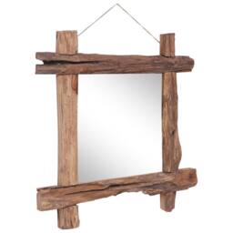 Berkfield Home Log Mirror Natural 70x70 cm Solid Reclaimed Wood in Brown - thumbnail 6