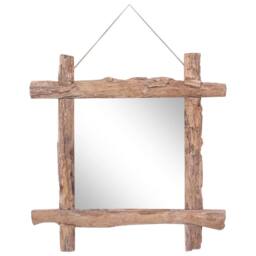 Berkfield Home Log Mirror Natural 70x70 cm Solid Reclaimed Wood in Brown