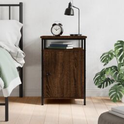 Berkfield Home Bedside Cabinet Brown Oak 40x42x60 cm Engineered Wood - Size: 40 x 42 x 60 cm - thumbnail 1