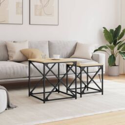 Berkfield Home Nesting Coffee Tables 2 pcs Sonoma Oak Engineered Wood in Brown - thumbnail 3