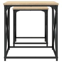 Berkfield Home Nesting Coffee Tables 2 pcs Sonoma Oak Engineered Wood in Brown - thumbnail 6