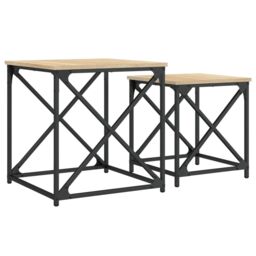 Berkfield Home Nesting Coffee Tables 2 pcs Sonoma Oak Engineered Wood in Brown - thumbnail 2