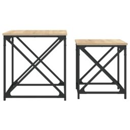Berkfield Home Nesting Coffee Tables 2 pcs Sonoma Oak Engineered Wood in Brown - thumbnail 5