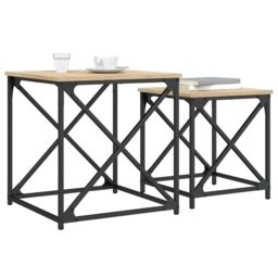 Berkfield Home Nesting Coffee Tables 2 pcs Sonoma Oak Engineered Wood in Brown - thumbnail 4