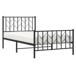 Berkfield Home Metal Bed Frame without Mattress with Footboard Black 100x200cm - Size: 100x200 cm - thumbnail 3