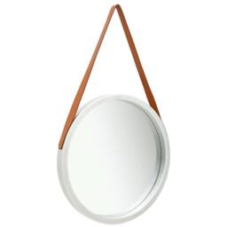 Berkfield Home Wall Mirror with Strap 50 cm Silver - thumbnail 2