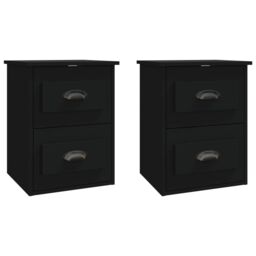 Berkfield Home Wall-mounted Bedside Cabinets 2 pcs Black 41.5x36x53cm - Size: 41.5x36x53 cm - thumbnail 2
