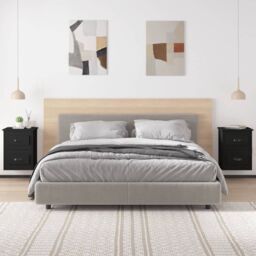 Berkfield Home Wall-mounted Bedside Cabinets 2 pcs Black 41.5x36x53cm - Size: 41.5x36x53 cm - thumbnail 3