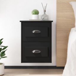 Berkfield Home Wall-mounted Bedside Cabinets 2 pcs Black 41.5x36x53cm - Size: 41.5x36x53 cm - thumbnail 1