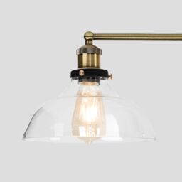 ValueLights Wallace Industrial 3 Way Shallow Glass Shades Antique Brass Ceiling Bar Light in Gold - thumbnail 4