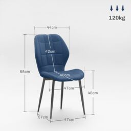 Modern Style Kitchen Chairs Set of 4 with Velvet Upholstered, Dark Blue - thumbnail 4