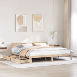Berkfield Home Bed Frame with Drawers without Mattress 180x200 cm Super King in Brown - thumbnail 1