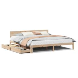 Berkfield Home Bed Frame with Drawers without Mattress 180x200 cm Super King in Brown - thumbnail 2