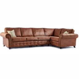 Furnishings For Less UK Oakland Tan Chesterfield 5 Seater L Shape Large Corner Sofa - thumbnail 1
