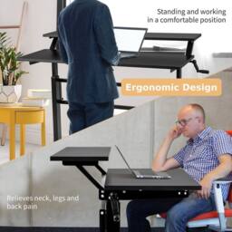 Kelvenix 2-Tier Standing Computer Desk in Black - Size: 0.6m2 - thumbnail 4