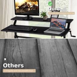 Kelvenix 2-Tier Standing Computer Desk in Black - Size: 0.6m2 - thumbnail 5