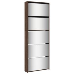 Berkfield Home Shoe Cabinet with Mirror 5-Layer Brown Oak 63x17x169.5 cm - thumbnail 2