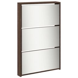 Berkfield Home Shoe Cabinet with Mirror 5-Layer Brown Oak 63x17x169.5 cm - thumbnail 6