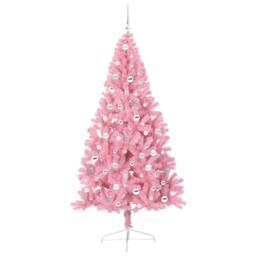 Berkfield Home Artificial Pre-lit Christmas Tree with 300 LEDs Pink 210 cm PVC - thumbnail 4