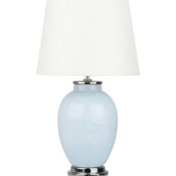 Wyld and Coco Blue Ceramic Table Lamp White Round Empire Shade - thumbnail 2