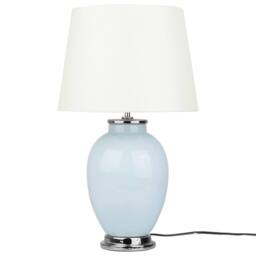 Wyld and Coco Blue Ceramic Table Lamp White Round Empire Shade - thumbnail 3
