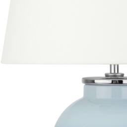 Wyld and Coco Blue Ceramic Table Lamp White Round Empire Shade - thumbnail 6