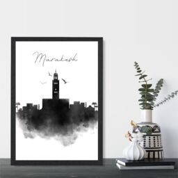 ARTZE Marakesh Watercolour Skyline City Framed Print SIZE: A3 with Black Frame - Size: A4 - thumbnail 2