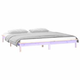 Berkfield Home LED Bed Frame 180x200 cm Super King Size Solid Wood in Brown - thumbnail 3