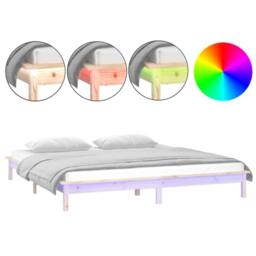 Berkfield Home LED Bed Frame 180x200 cm Super King Size Solid Wood in Brown - thumbnail 1