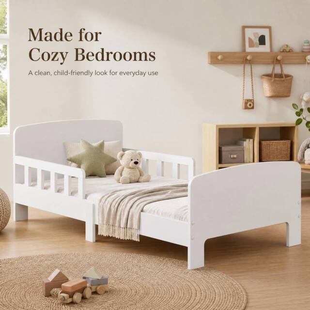 STILVORA Children's Bed with Side Rails White - Size: Small Single - image 1