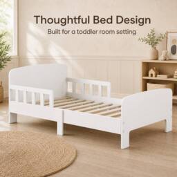 STILVORA Children's Bed with Side Rails White - Size: Small Single - thumbnail 2