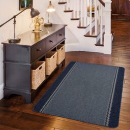 THE RUGS Washable Designer Rugs & Mats Lined Bordered Design in Blue - 116Blu - Size: 67 cm x 100 cm - thumbnail 5