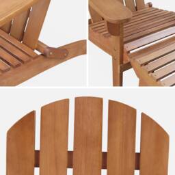sweeek Wooden Retro Garden Deck Chair With Side Table in Light Brown - thumbnail 4