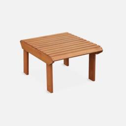 sweeek Wooden Retro Garden Deck Chair With Side Table in Light Brown - thumbnail 3