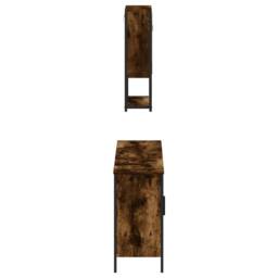 Berkfield Home 3 Piece Bathroom Furniture Set Smoked Oak Engineered Wood in Brown - thumbnail 7