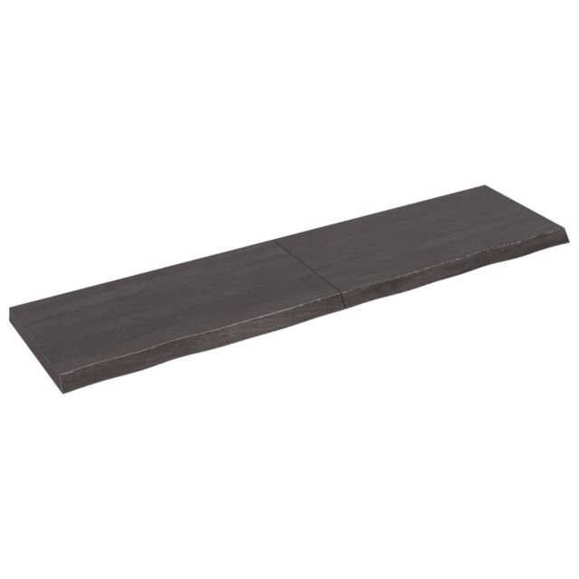 Berkfield Home Wall Shelf Dark Grey 200x50x(2-6) cm Treated Solid Wood Oak in Brown - image 1