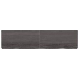 Berkfield Home Wall Shelf Dark Grey 200x50x(2-6) cm Treated Solid Wood Oak in Brown - thumbnail 2
