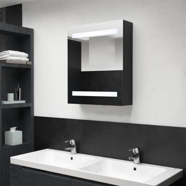Berkfield Home LED Bathroom Mirror Cabinet Black 50x14x60 cm - Size: 50 x 14 x 60 cm - image 1