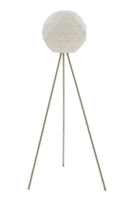 Orsina Metallic Silver Finish Floor Lamp, Gold Inner Shade With Geometric Steel Design, Tripod Standing Lamp in White - image 1