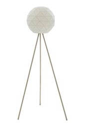 Orsina Metallic Silver Finish Floor Lamp, Gold Inner Shade With Geometric Steel Design, Tripod Standing Lamp in White - thumbnail 1