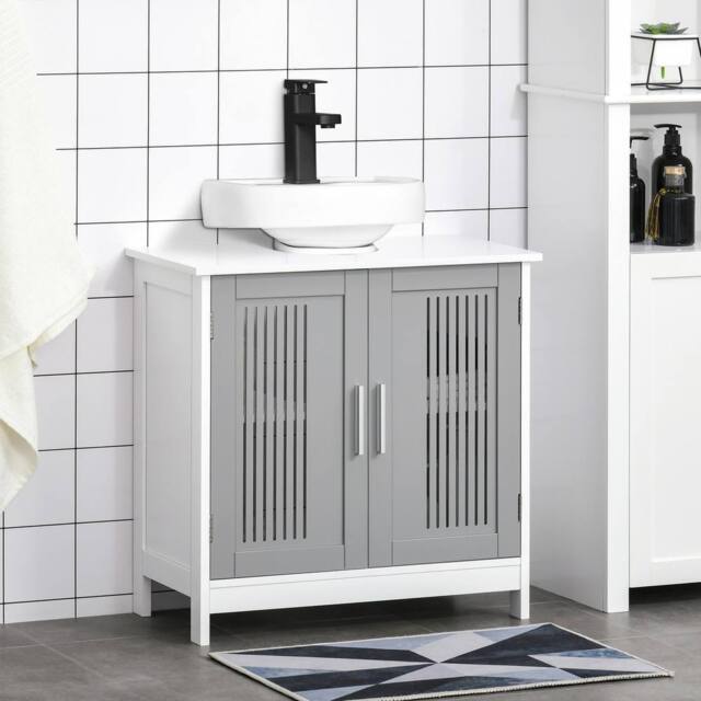FORGEVIO Bathroom Under Sink Cabinet Vanity Unit with Adjustable in White - image 1