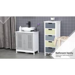 FORGEVIO Bathroom Under Sink Cabinet Vanity Unit with Adjustable in White - thumbnail 3
