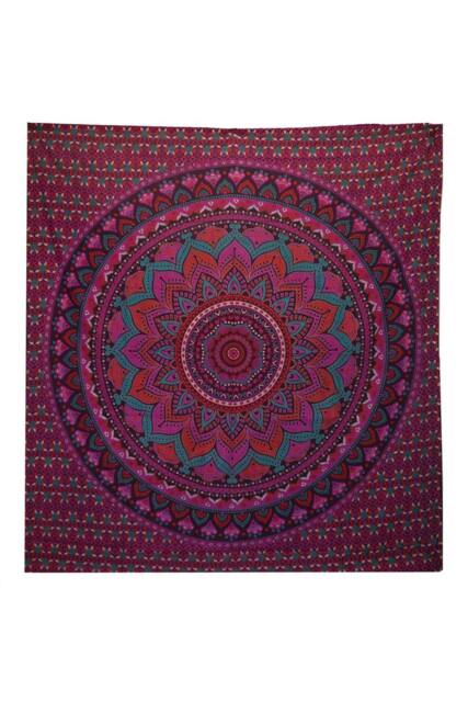 KDMD Double Cotton Bedspread & Wall Hanging - Classic Mandala in Purple - image 1