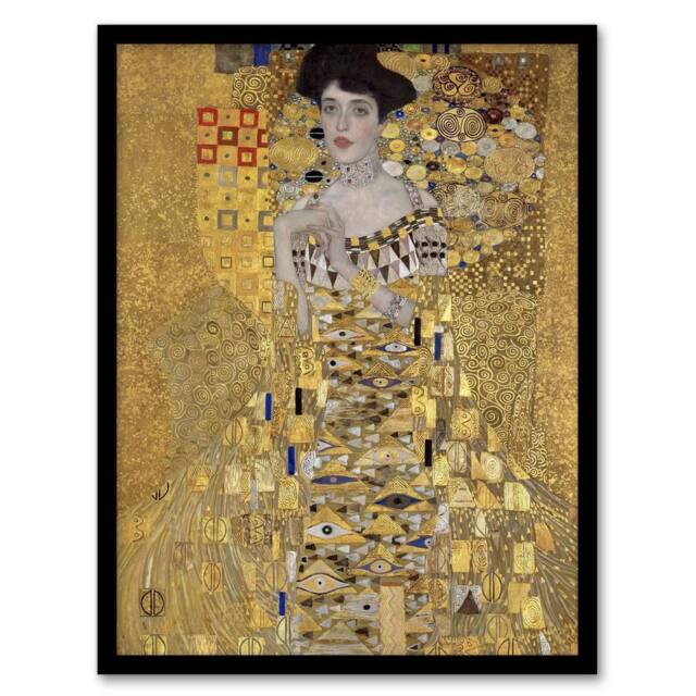 Artery8 Portrait of Adele Bloch Bauer I Vintage Framed Wall Art Print Klimt in Gold - Size: A4 - image 1