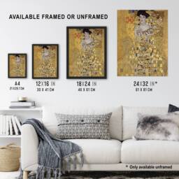 Artery8 Portrait of Adele Bloch Bauer I Vintage Framed Wall Art Print Klimt in Gold - Size: A4 - thumbnail 3
