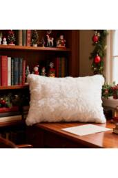 Living and Home Plush Throw Pillow Cover Pillowcase in Ivory - thumbnail 3