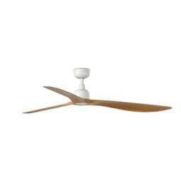 Netlighting Outwood Large 3 Blade Ceiling Fan Matt White Oak Wood IP44 in Brown