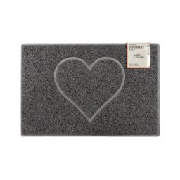 Oseasons Heart Embossed Doormat in Grey - Size: 40 cm x 60 cm - thumbnail 1