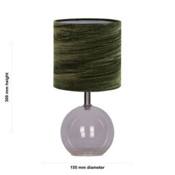 First Choice Lighting Set of 2 Buck - Clear Glass Table Lamps with Dark Green Velvet Shade - thumbnail 3